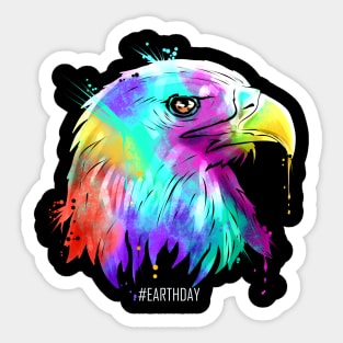 Colorful American Bird Bald Eagle Head For Earth Day Sticker